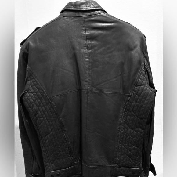 Black Men's Rusted Biker Jacket - Picture 2 of 5